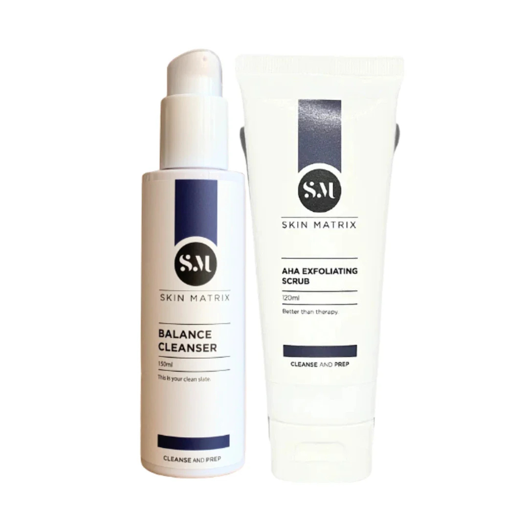 Skin Matrix AHA Exfoliating Scrub and Balance Cleanser Bundle