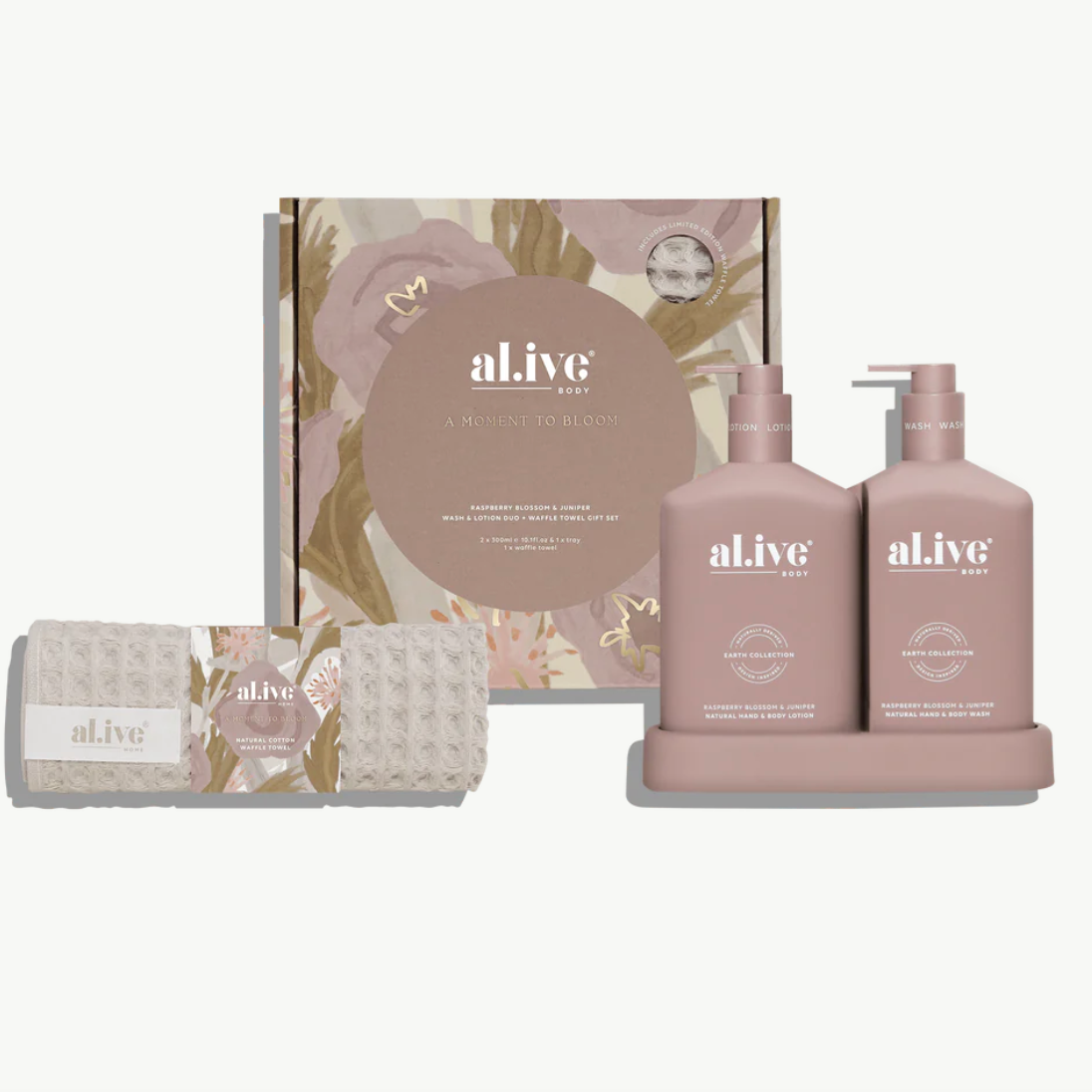 al.ive body Diswashing Liquid & Handwash Duo+ Waffle Towel Giftset