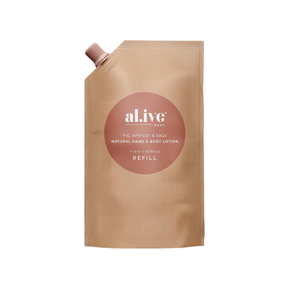 al.ive body Hand &amp; Body Lotion Refill Pouch - Fig, Apricot &amp; Sage 1L