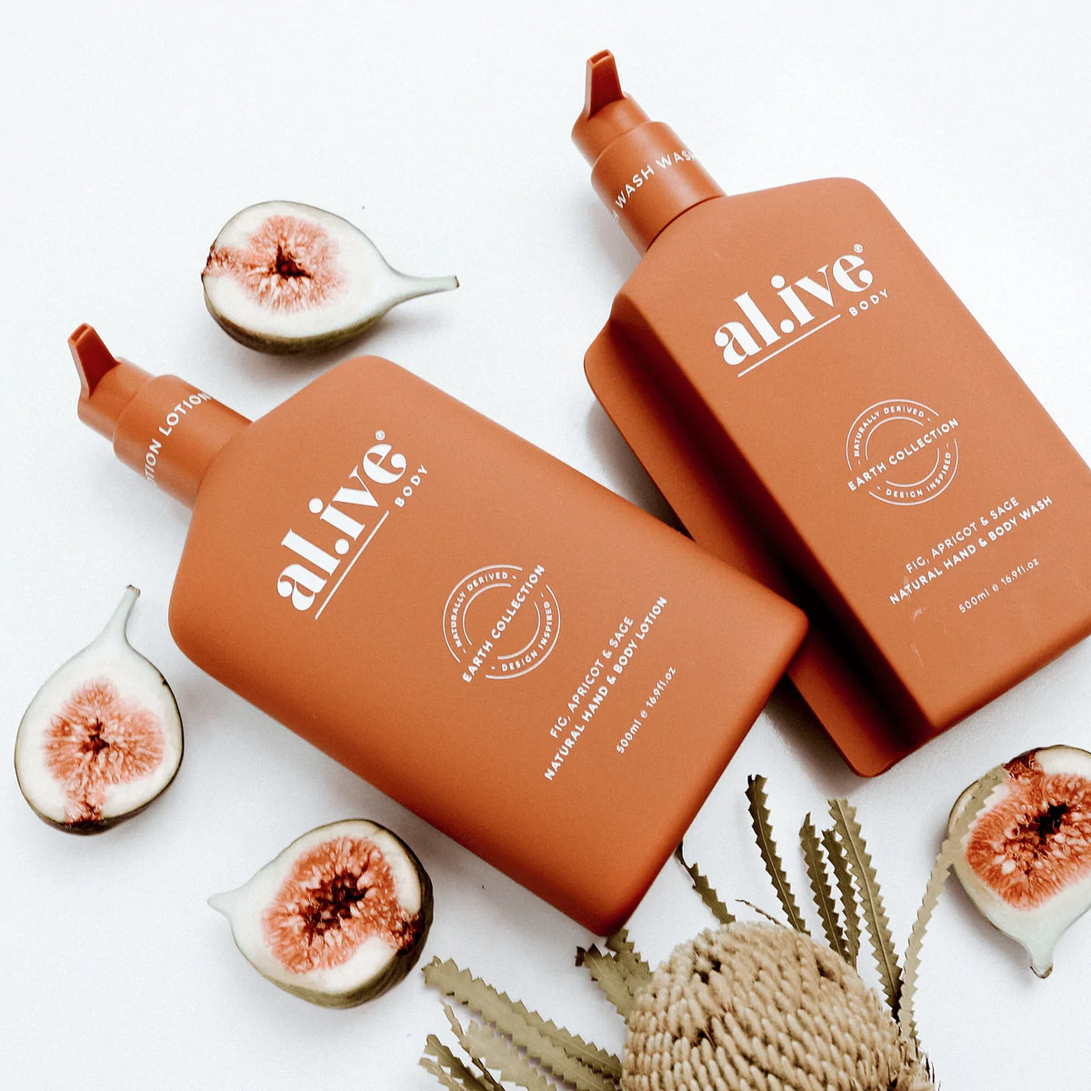 al.ive body Wash &amp; Lotion Duo + Tray - Fig, Apricot &amp; Sage